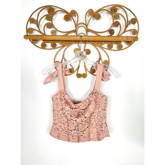 NEW Bebe Women's Corded Lace Bustier With Chiffon Tie 4 - Picture 7 of 8